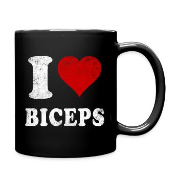 I Love (Herz) Bizeps Gym Muskeln Arme Fitness - Tasse einfarbig - Schwarz - Rechts