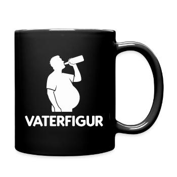 Papa mit Bierbauch Lustige Ironische Vaterfigur - Tasse einfarbig - Schwarz - Rechts