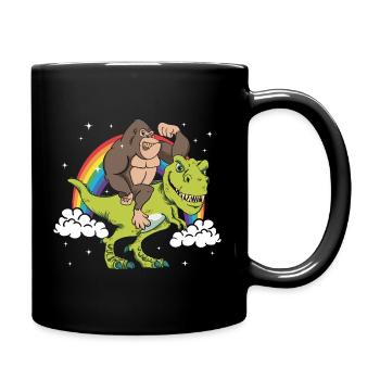 Tyrannosaure T-Rex Dinosaure Singe Gorille Arc-en-ciel - Mug uni - noir - Droite