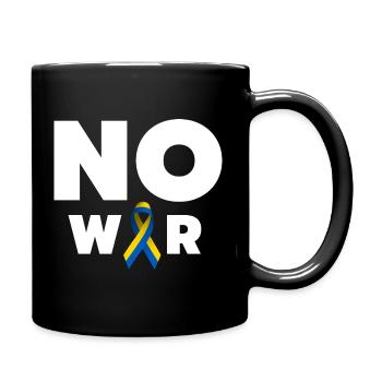 No War Text mit ukrainischer Solidaritätsschleife - Tasse einfarbig - Schwarz - Rechts