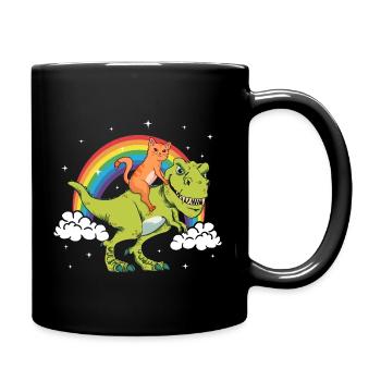 Orange Cat Cats Dinosaur Tyrannosaurus Trex - Full Colour Mug - black - Right