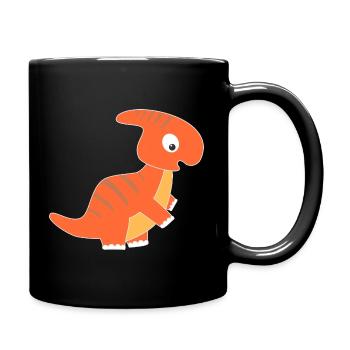 Niedlicher Dinosaurier im Cartoon Stil - Tasse einfarbig - Schwarz - Rechts
