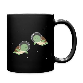 Niedliche Weltraum-Turtles - Tasse einfarbig - Schwarz - Rechts