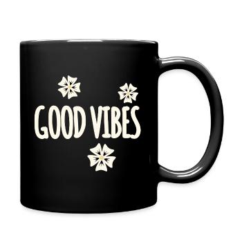 Les fleurs symbolisent le design des vibrations positives - Mug uni - noir - Droite
