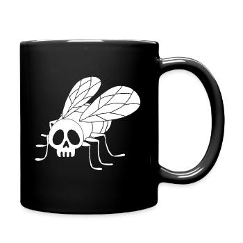 Fly Skull (weiß) - Tasse einfarbig - Schwarz - Rechts