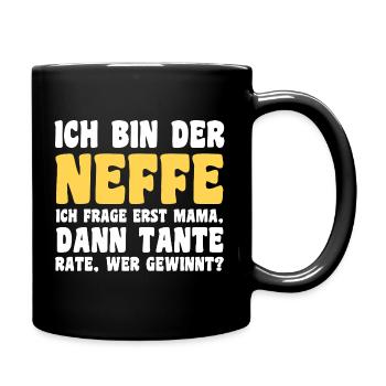 Familienmotiv Neffe - Tasse einfarbig - Schwarz - Rechts