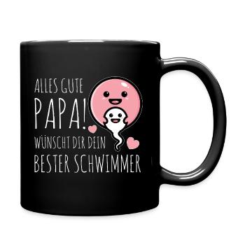 Alles Gute Papa wünscht dir dein bester Schwimmer - Tasse einfarbig - Schwarz - Rechts
