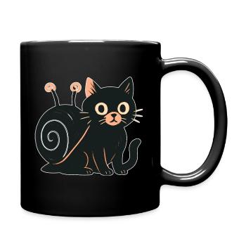 Night cat silhouette cat with orange accent - Full Colour Mug - black - Right