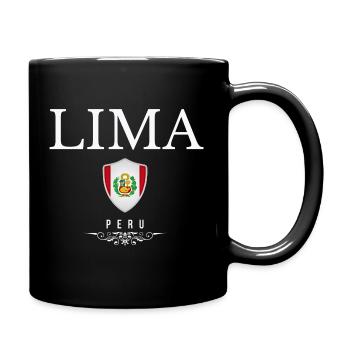 Lima, Peru, Lima elegantes, minimalistisches Design - Tasse einfarbig - Schwarz - Rechts