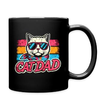 Cat Dad Retro Sunglasses, Love Cats  - Full Colour Mug - black - Right