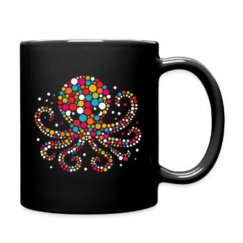 Spotty Colorful Dot Octopus Mosaic - Full Colour Mug - black - Right