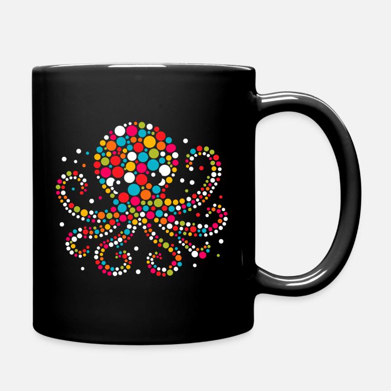 Fleckiges buntes Punkt-Oktopus-Mosaik - Tasse einfarbig - Schwarz