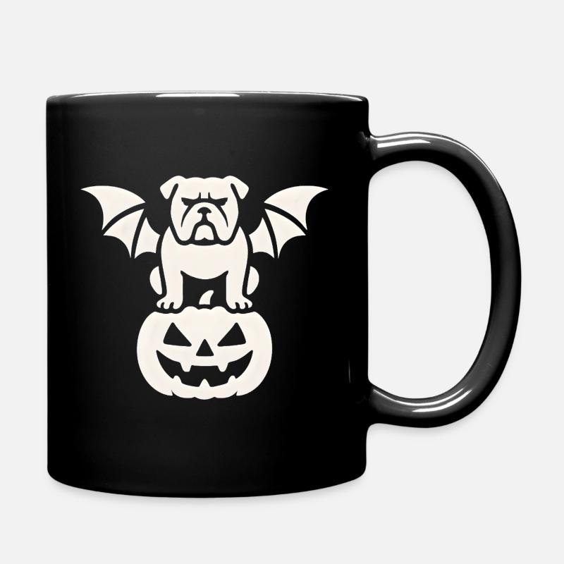 Pumpkin Bat Bulldog - Full Colour Mug - black