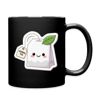 Kawaii Kräutertee Beutel Illustration - Tasse einfarbig - Schwarz - Rechts