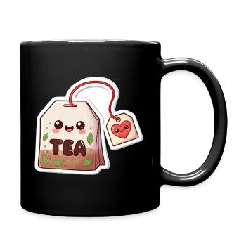 Kawaii Teebeutel Herzdesign - Tasse einfarbig - Schwarz - Rechts
