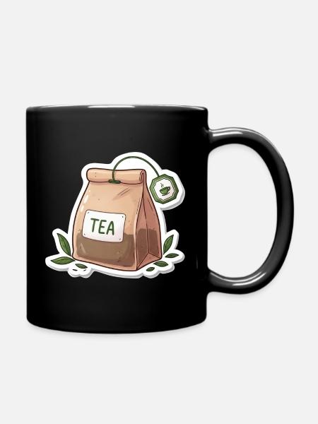 Tea bag illustration - Full Colour Mug - black
