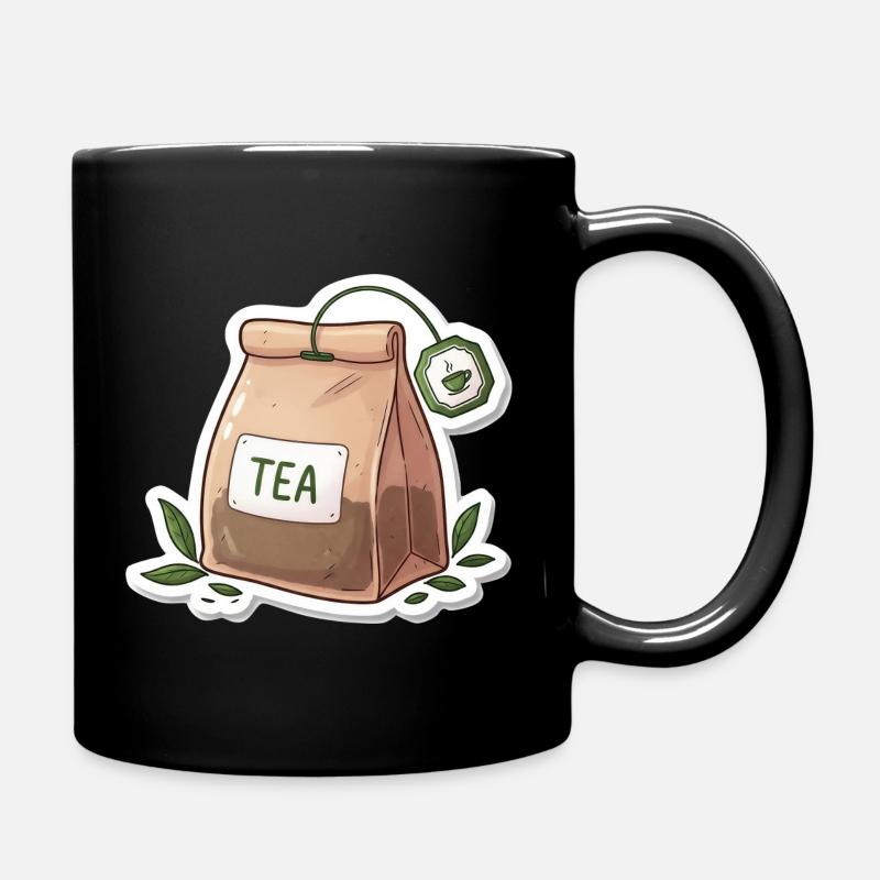 Tea bag illustration - Full Colour Mug - black