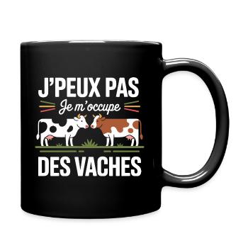 J’peux pas je m’occupe des vaches humour campagne - Mug uni - noir - Droite