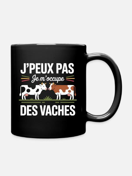 J’peux pas je m’occupe des vaches humour campagne - Mug uni - noir