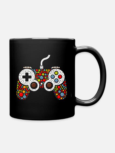 Pointillist Game Controller - Full Colour Mug - black