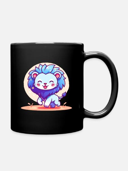 Kleiner blauer Löwe - Tasse einfarbig - Schwarz