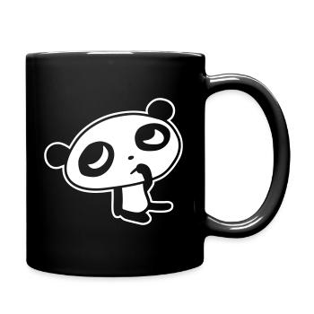 Niedlicher Panda – Kawaii Bär & Bambus Design - Tasse einfarbig - Schwarz - Rechts
