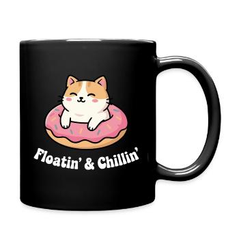 Cat Donut Chill at Pinkfrost - Full Colour Mug - black - Right