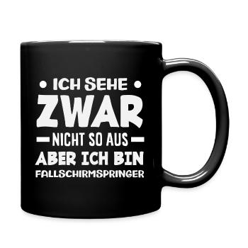 Lustiger Fallschirmspringer Adrenalinjunkie Spruch - Tasse einfarbig - Schwarz - Rechts