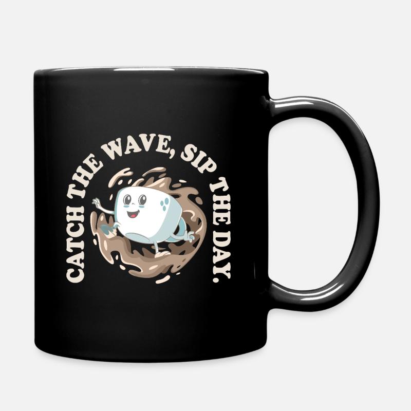 Catch the Wave Sip the Day – Retro Coffee Trend - Tasse einfarbig - Schwarz