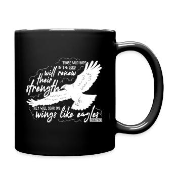 Isaiah 40 31 - soar on wings like eagles Lettering - Full Colour Mug - black - Right