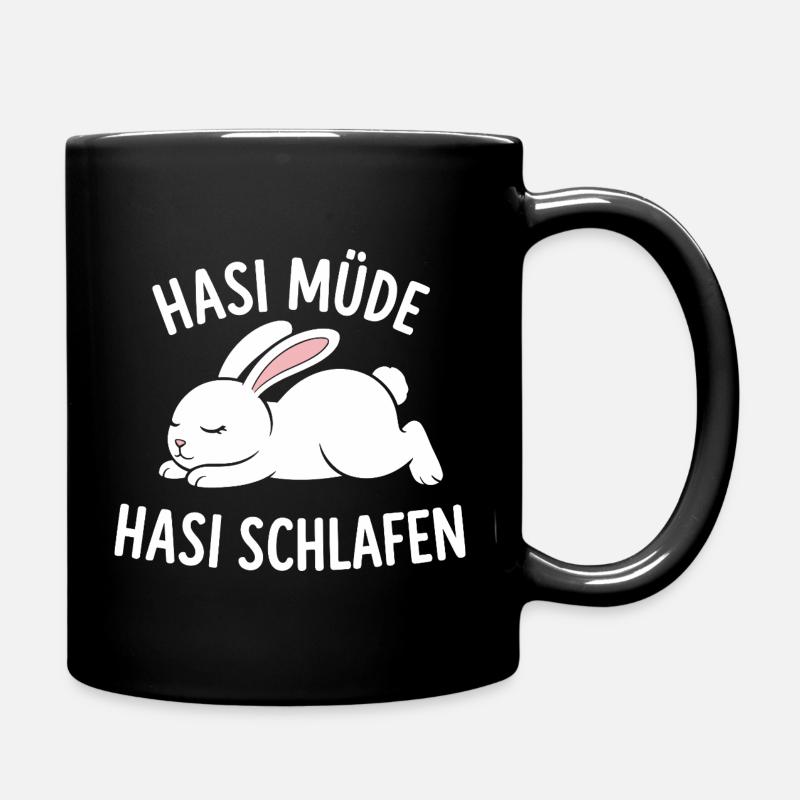 Hasi Müde Hasi Schlafen Niedlicher Hase - Tasse einfarbig - Schwarz