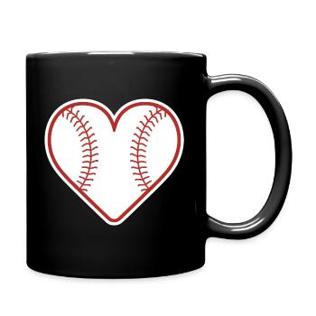 Baseball Herz Design Liebe Baseball - Tasse einfarbig - Schwarz - Rechts
