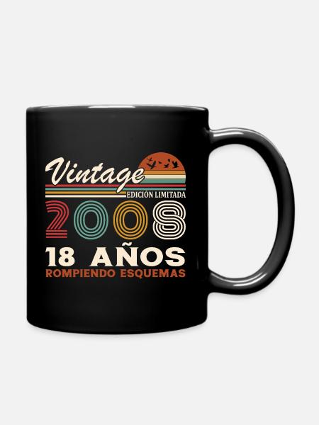 18. Geburtstag 18 Jahre Jahrgang 2008 - Tasse einfarbig - Schwarz