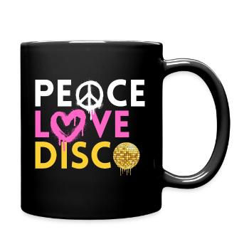 Peace Love Disco Retro Neon Style - Full Colour Mug - black - Right