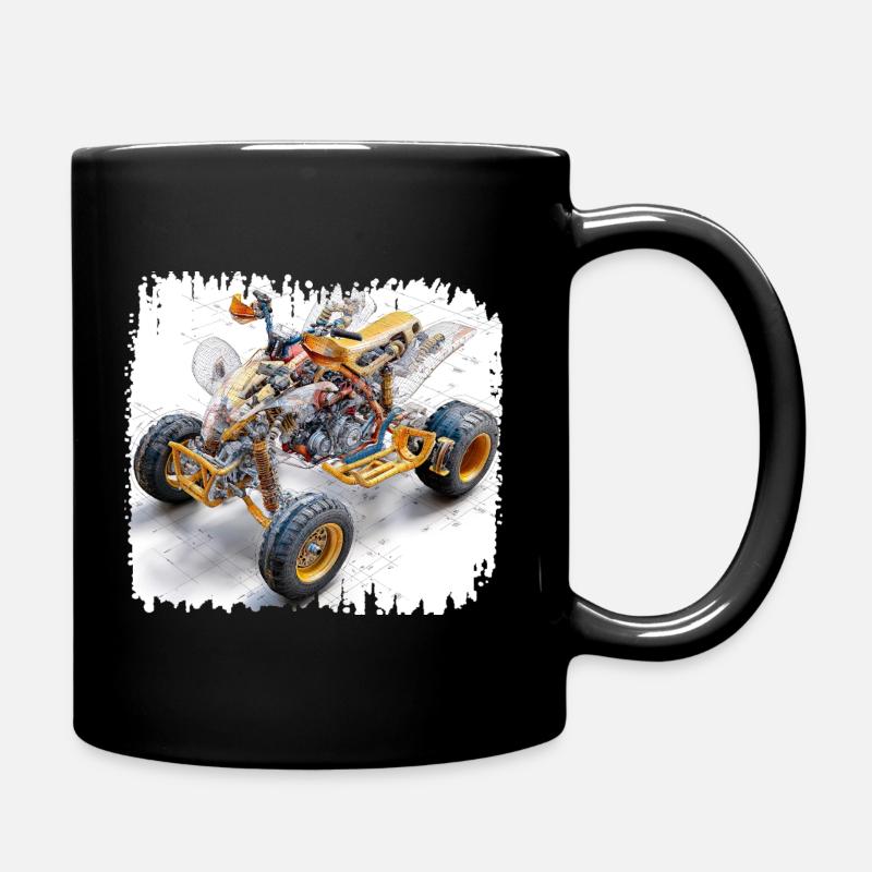 Quad Bike CAD Blueprint Design - Full Colour Mug - black