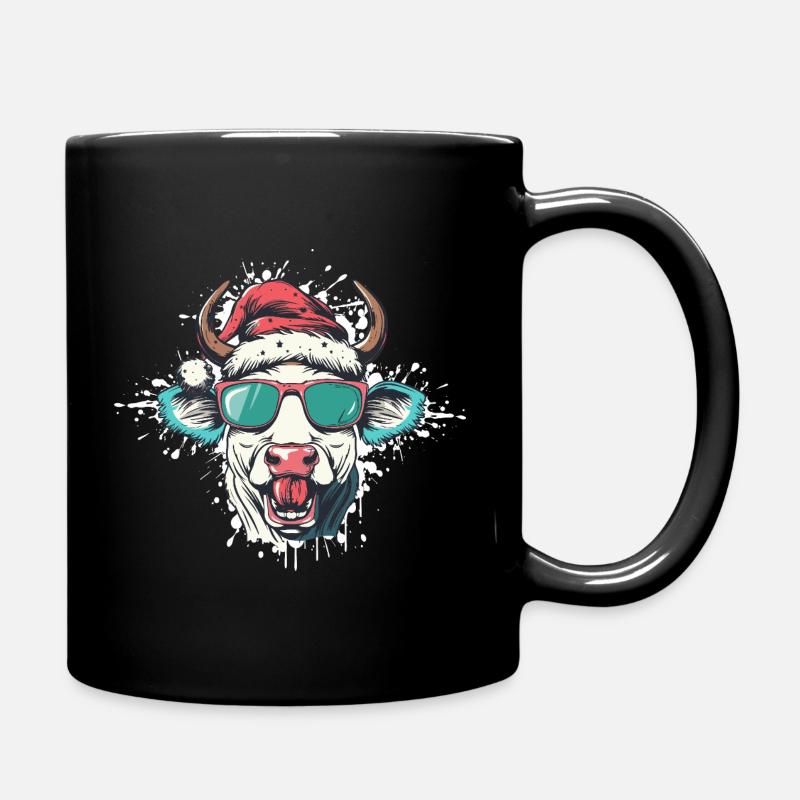 Kuh Weihnachten Lustig - Tasse einfarbig - Schwarz