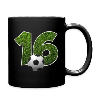 NR. 16 NUMMER 16 FUßBALL 16. GEBURTSTAG - Tasse einfarbig - Schwarz - Rechts
