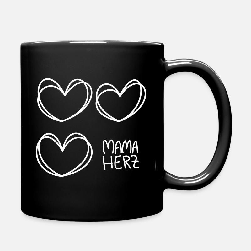Hand Drawn Hearts Mom Heart - Full Colour Mug - black