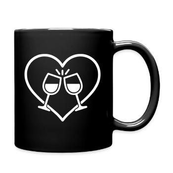 Wine Glasses Heart Love Toast Gift - Full Colour Mug - black - Right