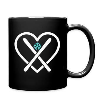 Ski Heart Snow Mountain Sport Gift - Full Colour Mug - black - Right