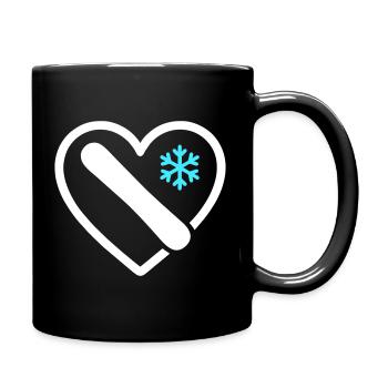 Snowboard Heart Mountain Winter Gift - Full Colour Mug - black - Right