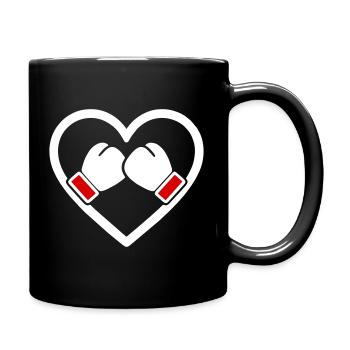 Boxen Herz Handschuhe Sport Stärke Geschenk - Tasse einfarbig - Schwarz - Rechts