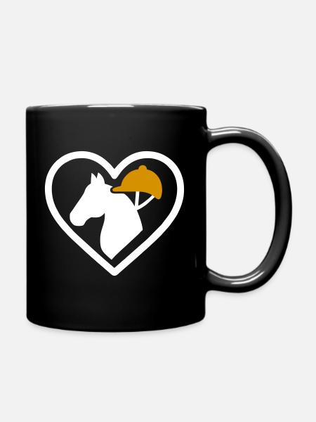 Équitation Coeur Amour Equestre Cadeau - Mug uni - noir