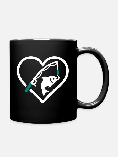 Angelherz Fischrute Natur Geschenk - Tasse einfarbig - Schwarz