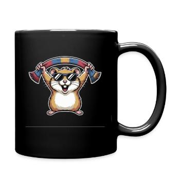 Hamster mit Sonnenbrille Schal - Tasse einfarbig - Schwarz - Rechts