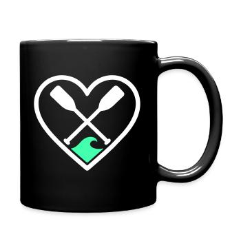 Canoe Kayak Heart Paddles Wave Outdoor Sport - Full Colour Mug - black - Right
