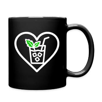 Mojito Heart Cocktail Mint Summer Drink - Full Colour Mug - black - Right
