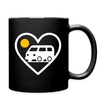 Vanlife Heart Van Travel Road Adventure - Full Colour Mug - black - Right