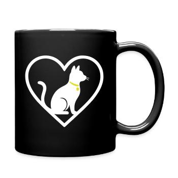 Chat Coeur Silhouette Mignon Cadeau d’Amoureux des Animaux - Mug uni - noir - Droite