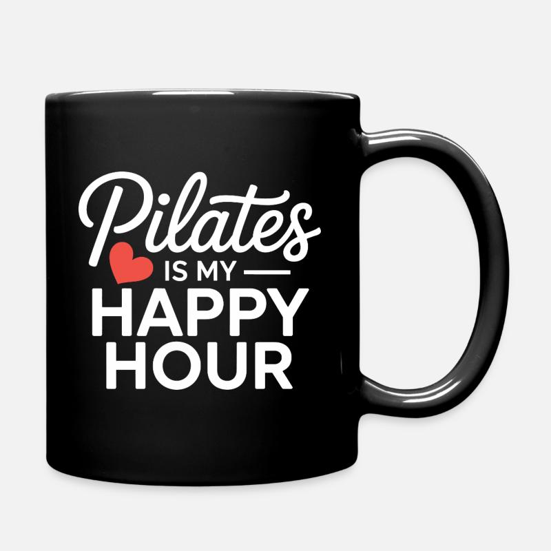 Pilates is my happy hour - Full Colour Mug - black